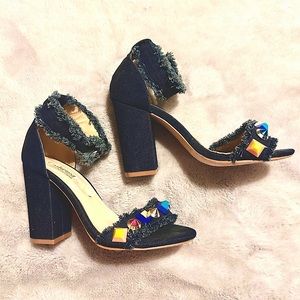 Denim Chunky Heels